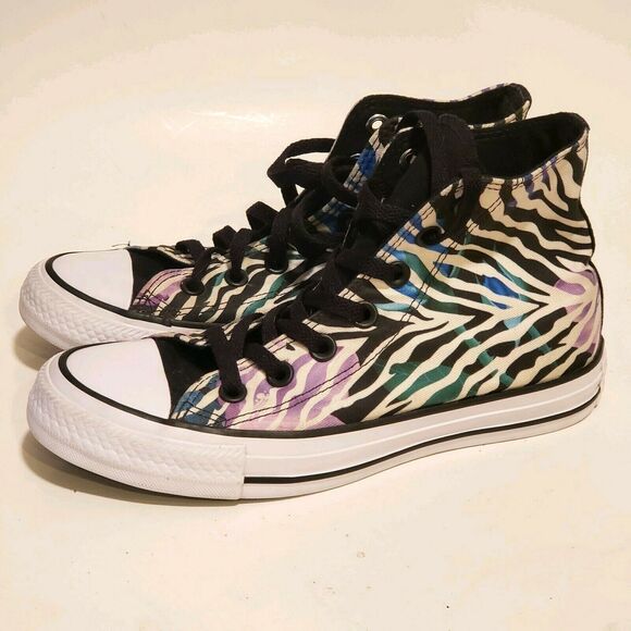 CONVERSE All Star Chuck Taylor Womens Zebra Print High Top Sneakers 6 M - Picture 1 of 10